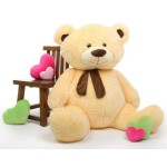 Cream 5 Feet Big Teddy Bear with Muffler